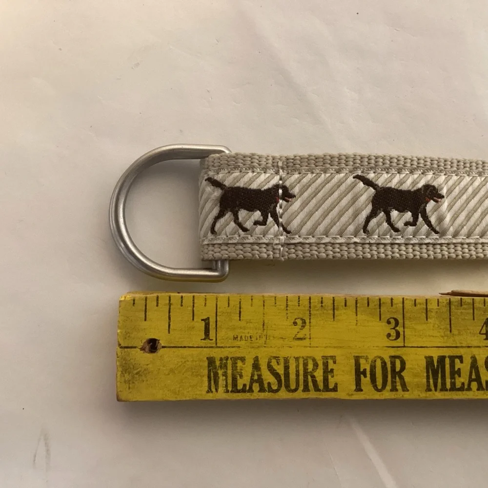L.L. Bean Belt tan striped with Labrador retrievers Men’s unisex size L / XL - Picture 6 of 11